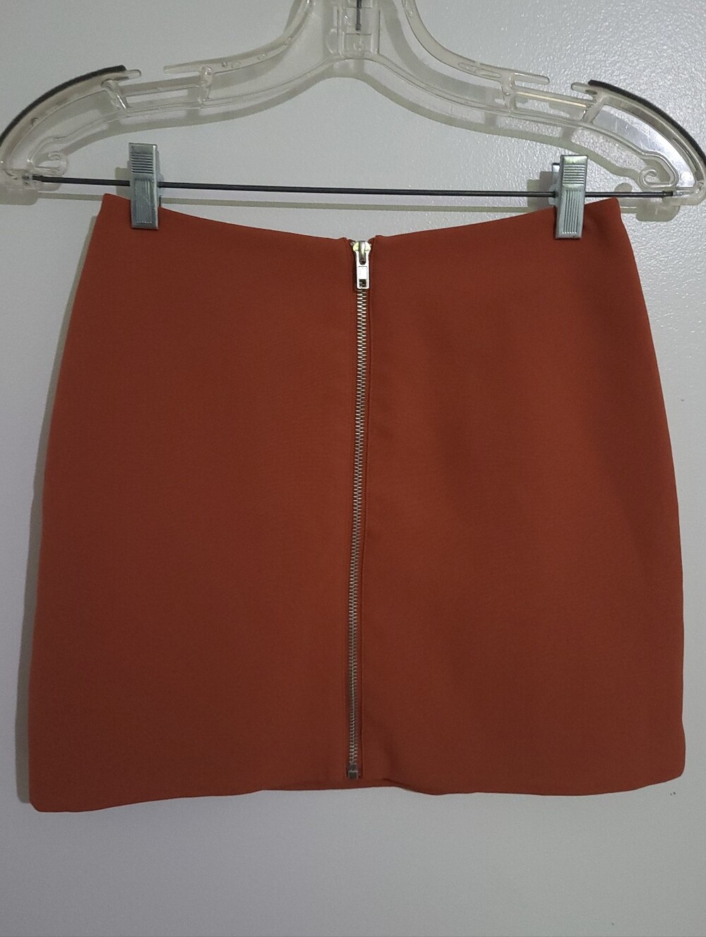 Forever 21 Zip Front Mini Skirt Burnt Orange Rust Size XS